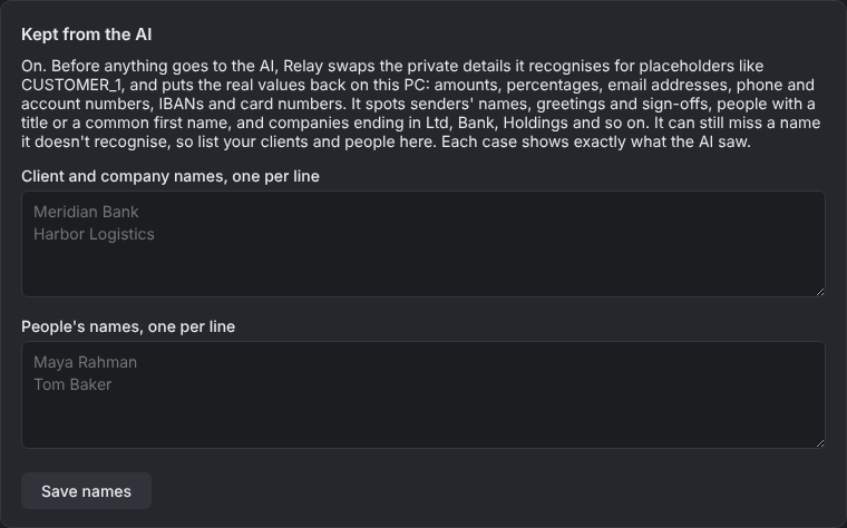 Kept from the AI