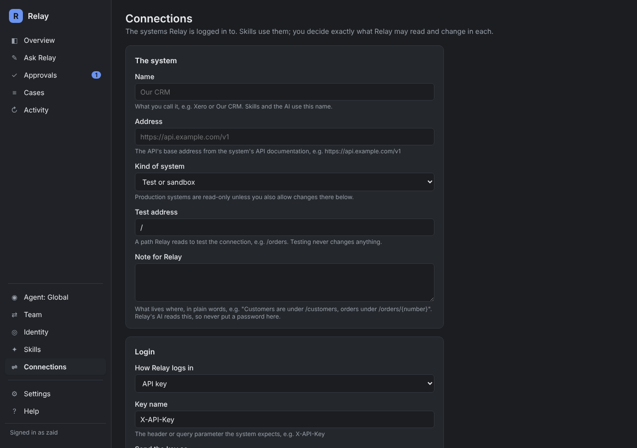 Adding a web API connection